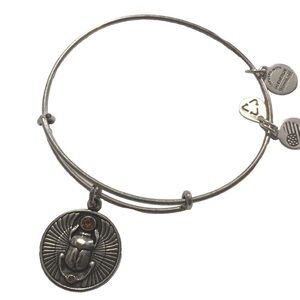 Alex and Ani scarab silver tone bracelet pink stone